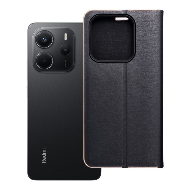 Etui z klapką na Xiaomi Redmi NOTE 14 5G Luna Book Gold czarne