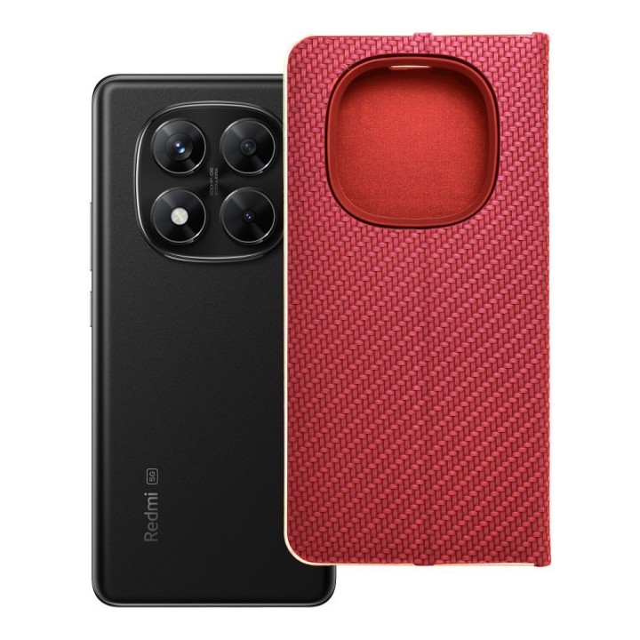 Flip case for Xiaomi Redmi NOTE 14 PRO 5G / 14 PRO PLUS 5G Luna Book Carbon red