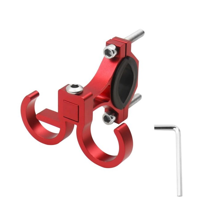 Double aluminium shopping bag hook holder for bicycle / scooter FS366 red