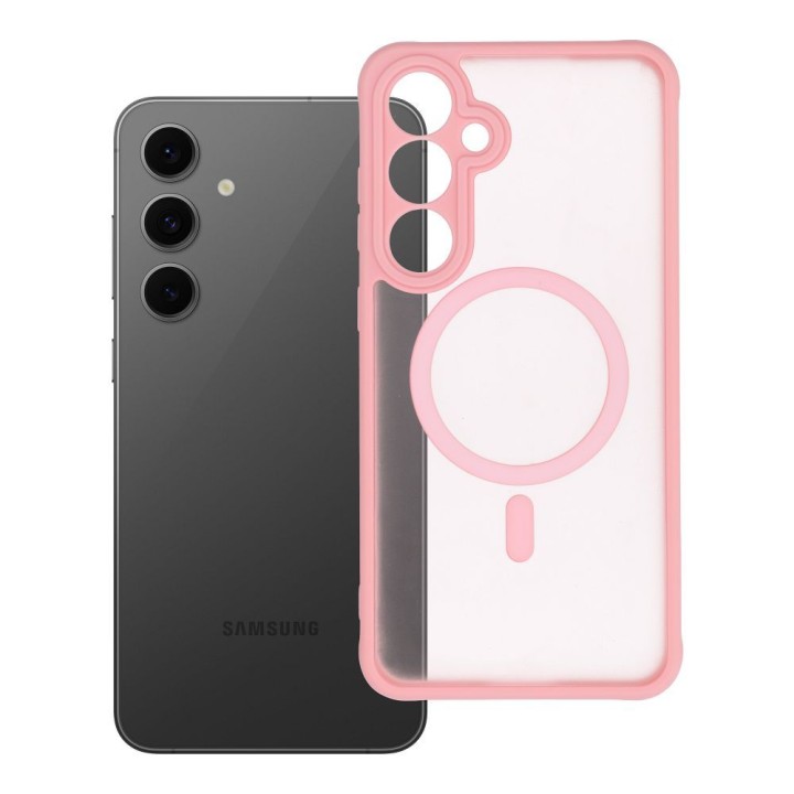 Case for Samsung S24 FE Full Matte Mag Cover compatible with MagSafe light pink
