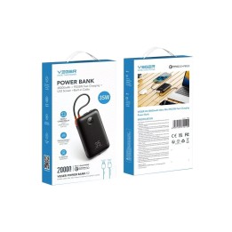 Повербанк Veger K2 (W2068) PD QC3.0 35W 20000 mAh с встроенными кабелями Тип C / Lightning черный