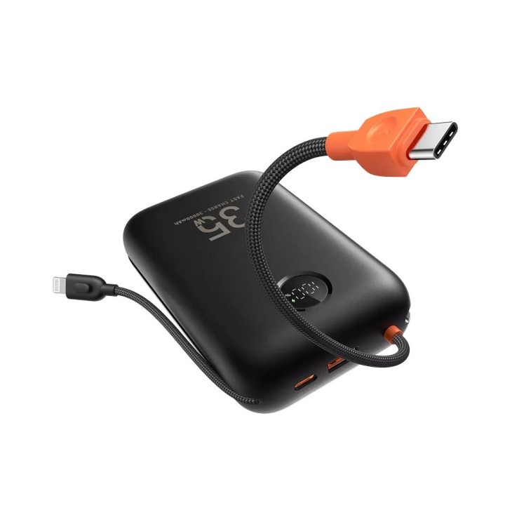 Повербанк Veger K3 (W3018) PD QC3.0 35W 30000 mAh с встроенными кабелями Тип C / Lightning черный