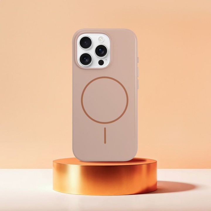Case for iPhone 16 PLUS Premium Glossy Mag Cover compatible with MagSafe and Camera Control button desert gold