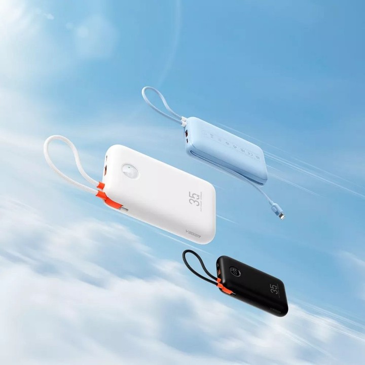 Повербанк Veger K2 (W2068) PD QC3.0 35W 20000 mAh со встроенными кабелями тип C / Lightning черный