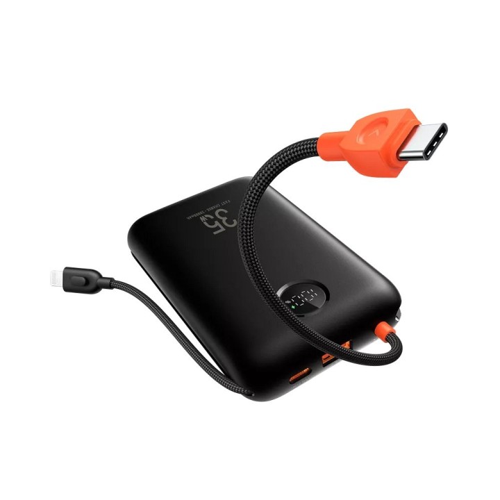 Повербанк Veger K2 (W2068) PD QC3.0 35W 20000 mAh із вбудованими кабелями тип C / Lightning чорний