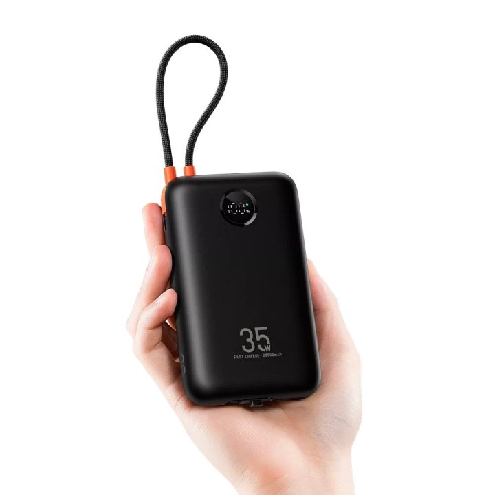 Повербанк Veger K2 (W2068) PD QC3.0 35W 20000 mAh із вбудованими кабелями тип C / Lightning чорний