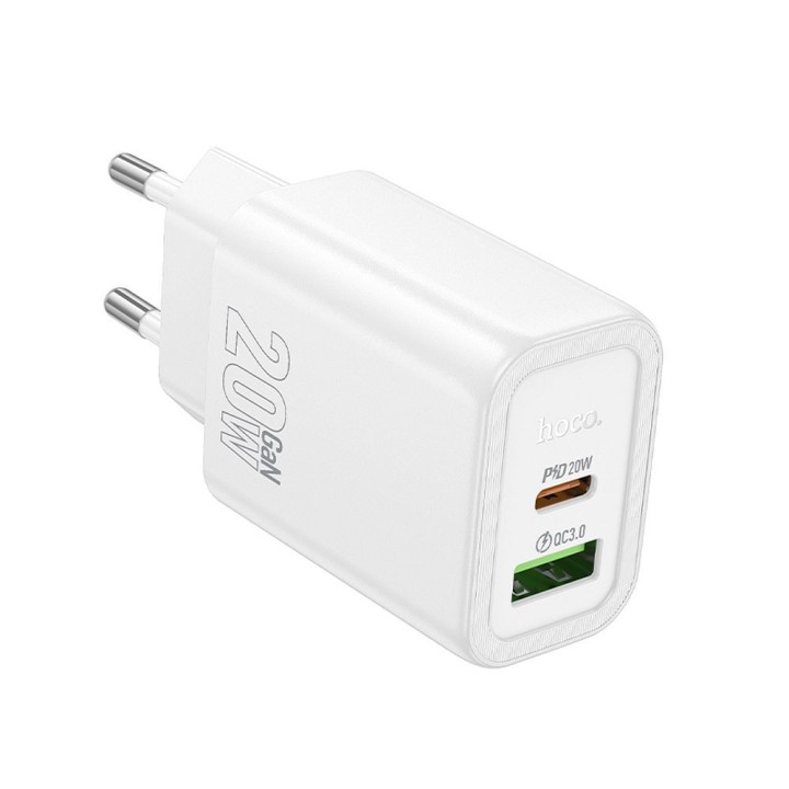 Сетевое зарядное устройство для телефона Hoco USB A + USB C QC3.0 PD 3A 20W N61 белое