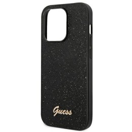 GUESS case for IPHONE 14 Pro GUHCP14LHGGSHK (Glitter Flakes Script Metal Logo) black