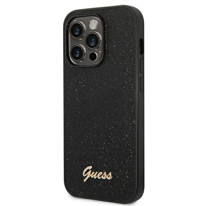 GUESS чохол для IPHONE 14 Pro GUHCP14LHGGSHK (Glitter Flakes Script Metal Logo) чорний