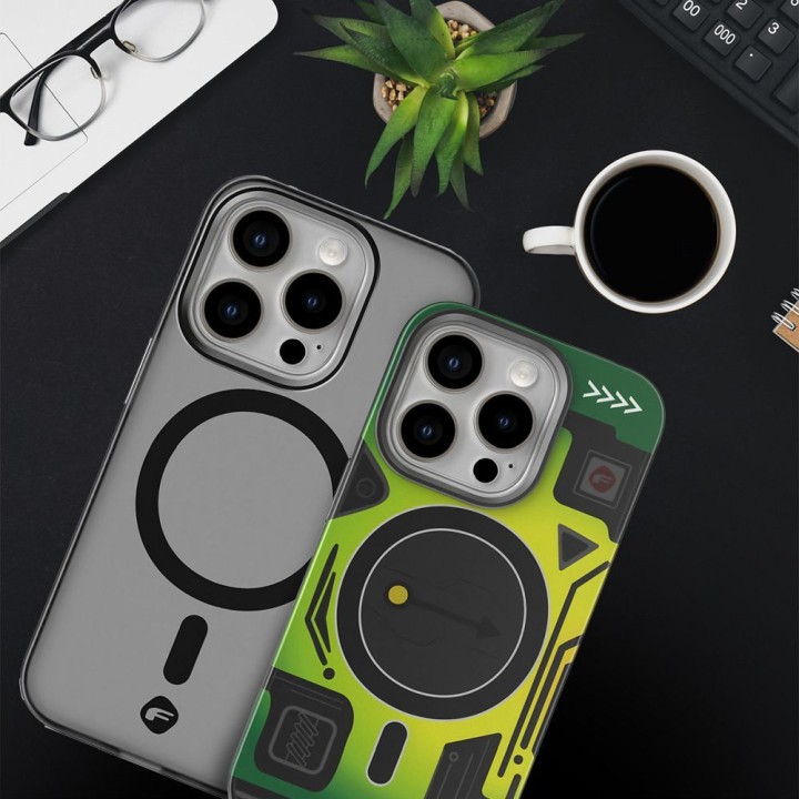 Чохол для Samsung S25 Forcell F-Protect Levels Dual Layer 4D technology сумісний з MagSafe Military Drop-Test cyber green
