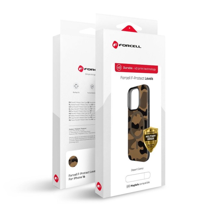 Чохол для Samsung S25 Forcell F-Protect Levels Dual Layer 4D technology сумісний з MagSafe Military Drop-Test desert camo