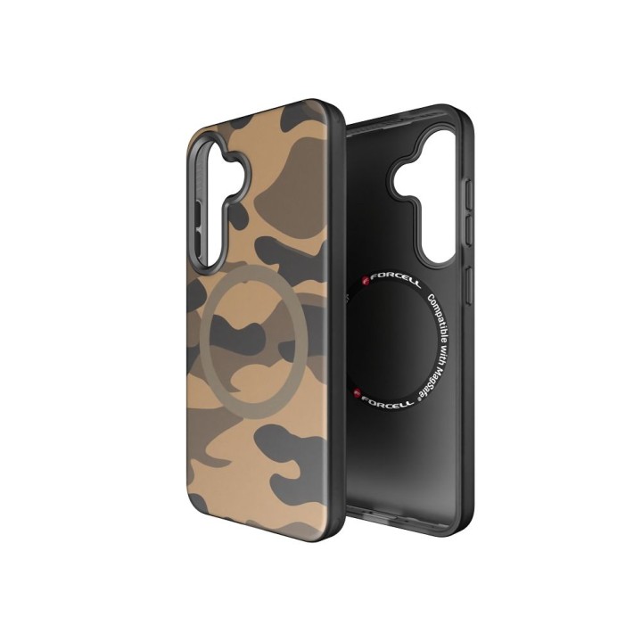 Чохол для Samsung S25 Forcell F-Protect Levels Dual Layer 4D technology сумісний з MagSafe Military Drop-Test desert camo