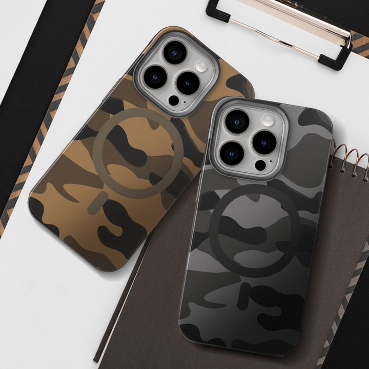 Etui na Samsung S25 Forcell F-Protect Levels Dual Layer 4D technology zgodne z MagSafe Military Drop-Test desert camo