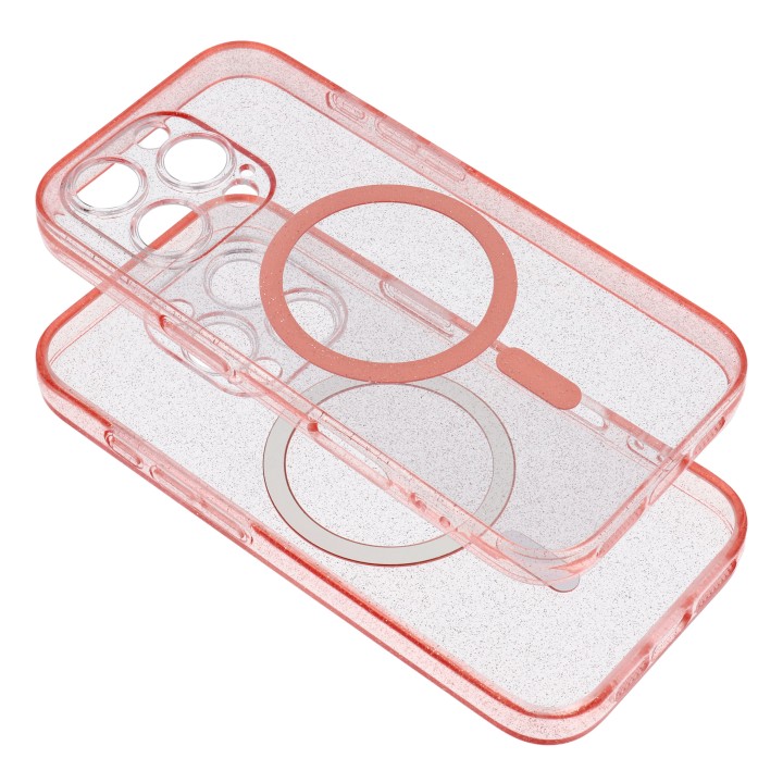 Case for Samsung S25 PLUS Clear Mag Cover - Glitter (Str) compatible with MagSafe pink with glitter