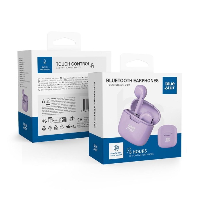 Wireless in-ear headphones Blue Star FI7 TWS purple