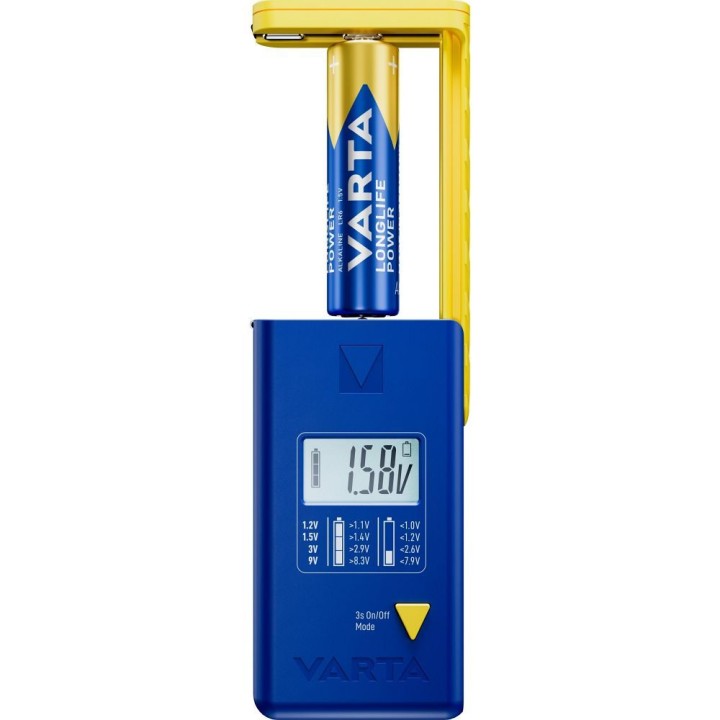 VARTA tester battery with display (AA, AAA, Type C, Type D, 9V, guzikowe) 893101111 blue