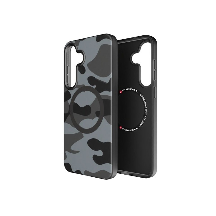 Чохол для Samsung S25 PLUS Forcell F-Protect Levels Dual Layer 4D technology сумісний із MagSafe Military Drop-Test black camo