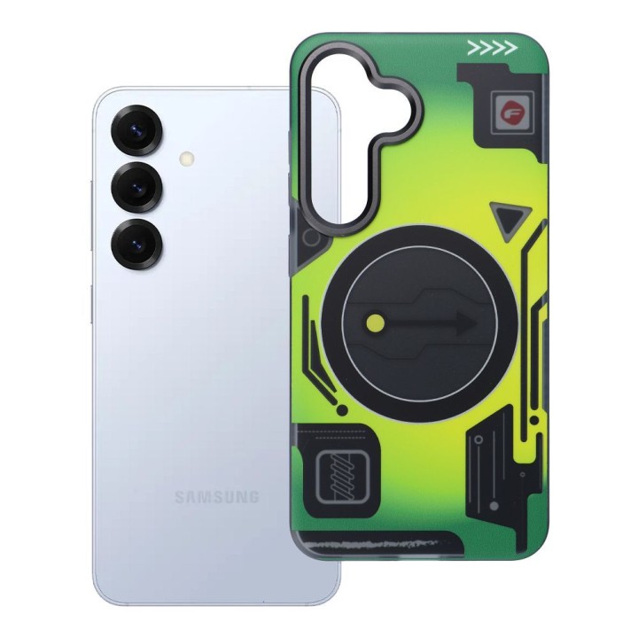 Чехол для Samsung S25 Forcell F-Protect Levels Dual Layer 4D technology совместимый с MagSafe Military Drop-Test cyber green