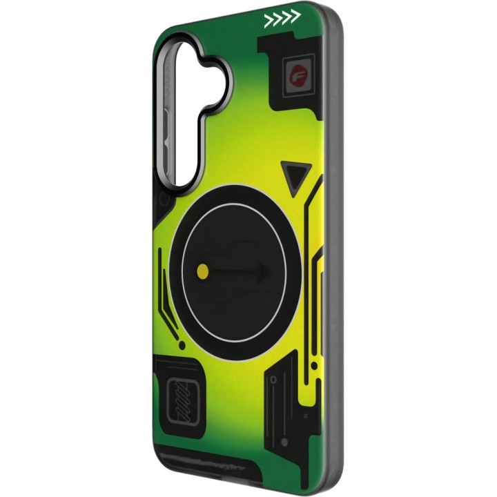 Case for Samsung S25 Forcell F-Protect Levels Dual Layer 4D technology MagSafe compatible Military Drop-Test cyber green