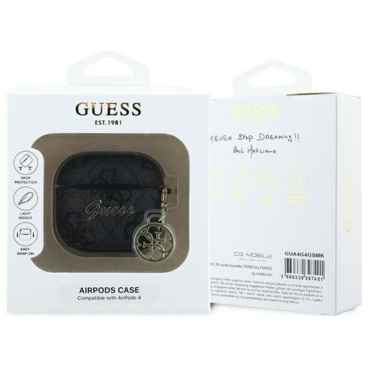 Earbuds case Guess for Apple AirPods 4 (PU 4G In / Charm) black