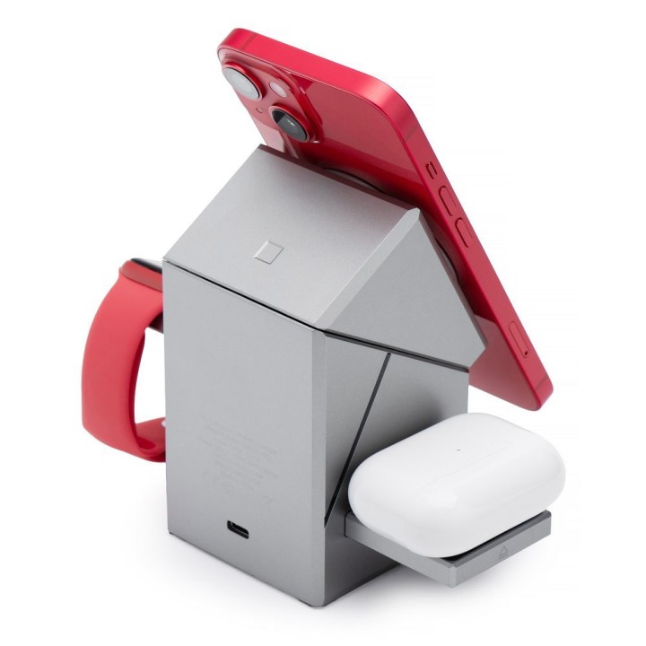 Ładowarka indukcyjna Forcell F-Energy 3w1 Rotation Cube Qi2 zgodna z MagSafe (F-06) srebrna 0INT