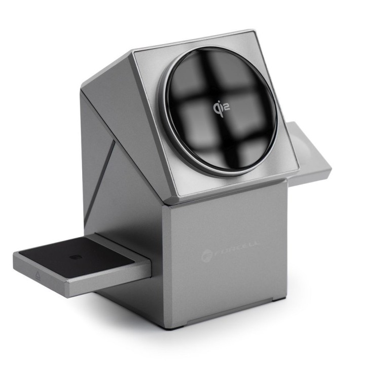 Ładowarka indukcyjna Forcell F-Energy 3w1 Rotation Cube Qi2 zgodna z MagSafe (F-06) srebrna 0INT