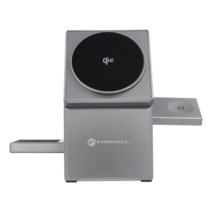 Wireless charger Forcell F-Energy 3w1 Rotation Cube Qi2 MagSafe compatible (F-06) silver 0INT