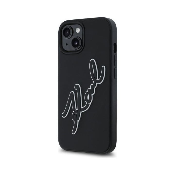 KARL LAGERFELD чехол для IPHONE 15 KLHCP15S3DRKSDLK (3D Rubber Signature) black