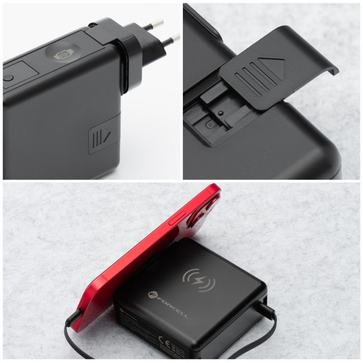 Багатофункціональний зарядний пристрій Forcell F-Energy 6 в 1 USB A + USB C PD 45W + повербанк 15000 mAh + бездротова зарядка 15