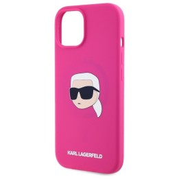 KARL LAGERFELD case for IPHONE 15 compatible with MagSafe KLHMP15SSKHPPLF (SIL KL Head Print) fuchsia