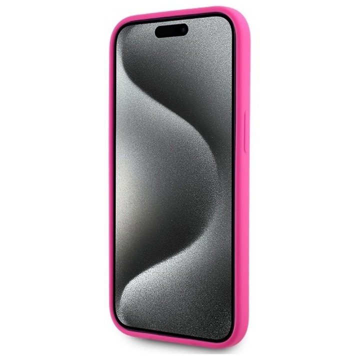 KARL LAGERFELD case for IPHONE 15 compatible with MagSafe KLHMP15SSKHPPLF (SIL KL Head Print) fuchsia