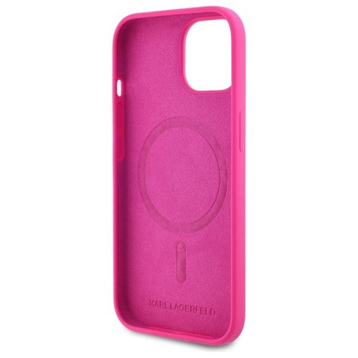 KARL LAGERFELD чохол для IPHONE 15 сумісний з Magsafe KLHMP15SSKHPPLF (SIL KL Head Print) fuschia