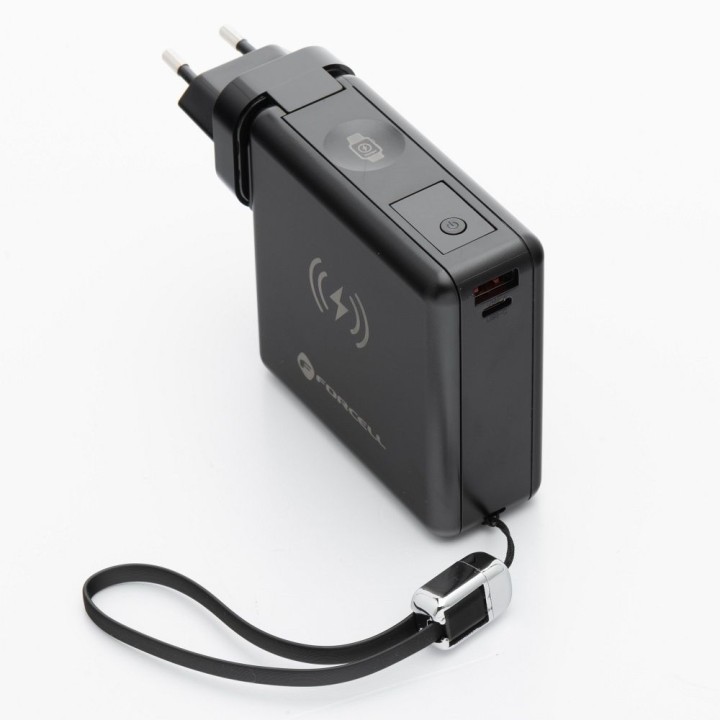 Wielofunkcyjna зарядний пристрій Forcell F-Energy 6w1 USB A + USB C PD 45W + повербанк 15000 mAh + бездротова зарядка 15W чорний