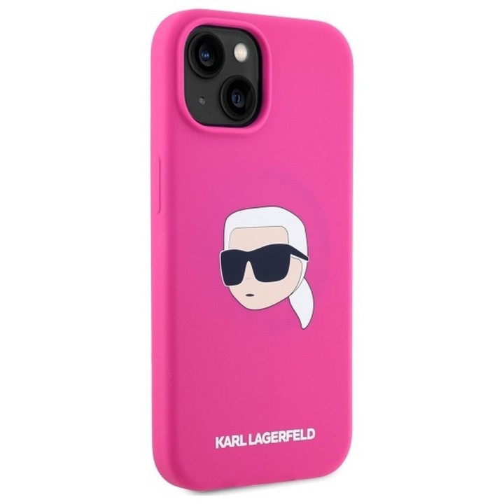 KARL LAGERFELD чохол для IPHONE 15, сумісний із MagSafe KLHMP15SSKHPPLF (SIL KL Head Print) фуксія