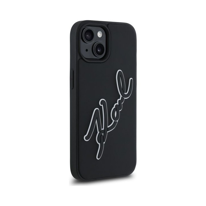 KARL LAGERFELD case for IPHONE 15 KLHCP15S3DRKSDLK (3D Rubber Signature) black