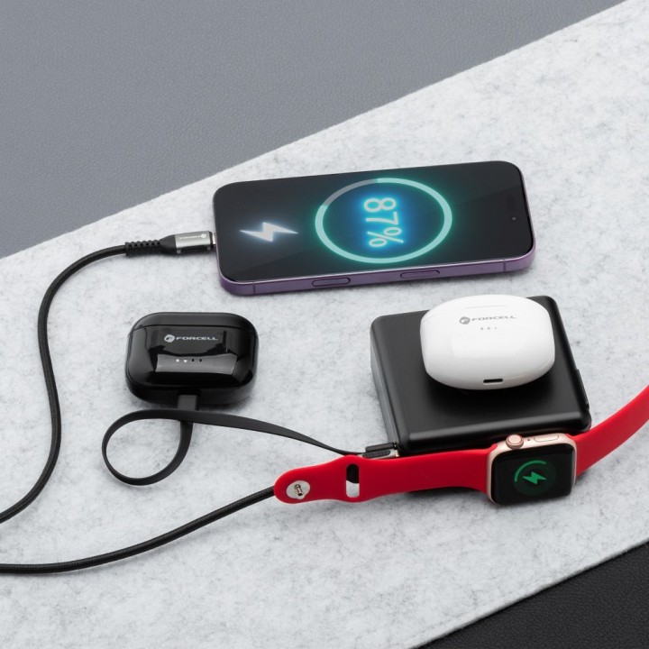 Wielofunkcyjna зарядное устройство Forcell F-Energy 6w1 USB A + USB C PD 45W + повербанк 15000 mAh + беспроводная зарядка 15W
