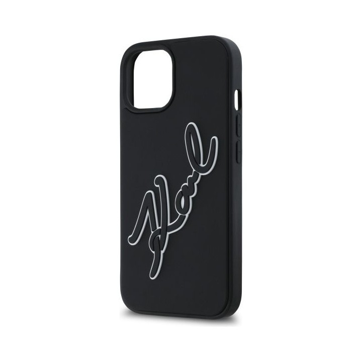 KARL LAGERFELD case for IPHONE 15 KLHCP15S3DRKSDLK (3D Rubber Signature) black