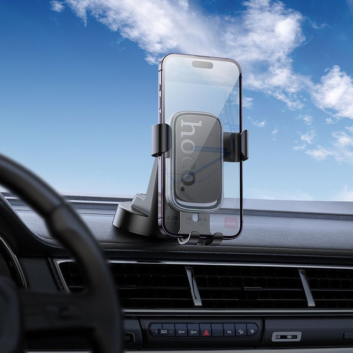 Phone holder for car gravity Hoco for dashboard H81 black grey
