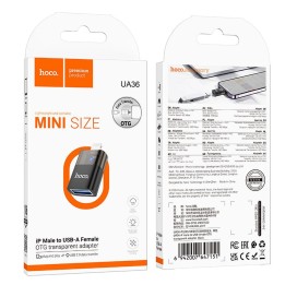 Адаптер OTG Lightning для USB A Hoco UA36 черный прозрачный
