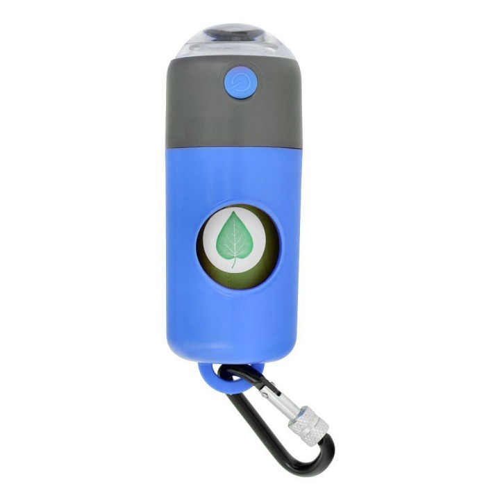 Dozownik worków for dog waste with karabińczykiem and flashlight LLFG24033 blue