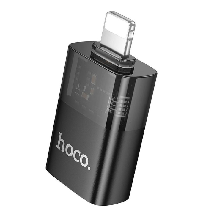 Adapter OTG Lightning for USB A Hoco UA36 black transparent