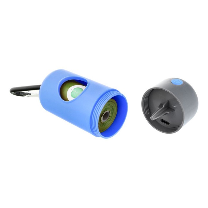 Dozownik worków for dog waste with karabińczykiem and flashlight LLFG24033 blue