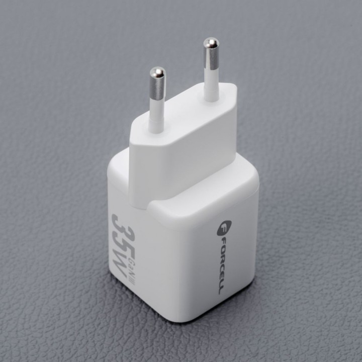 Сетевое зарядное устройство для телефона Forcell F-Energy Mini GaN III USB C + USB A QC4.0 PD 35W VT-35C белое 0INT