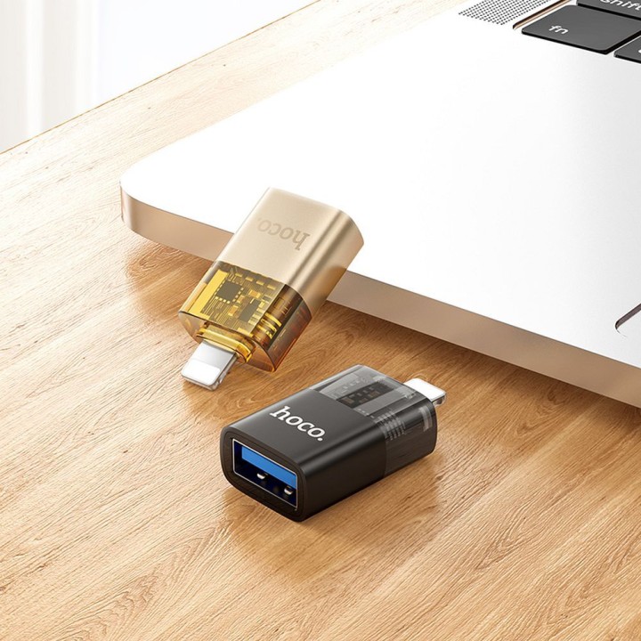 Adapter OTG Lightning for USB A Hoco UA36 black transparent