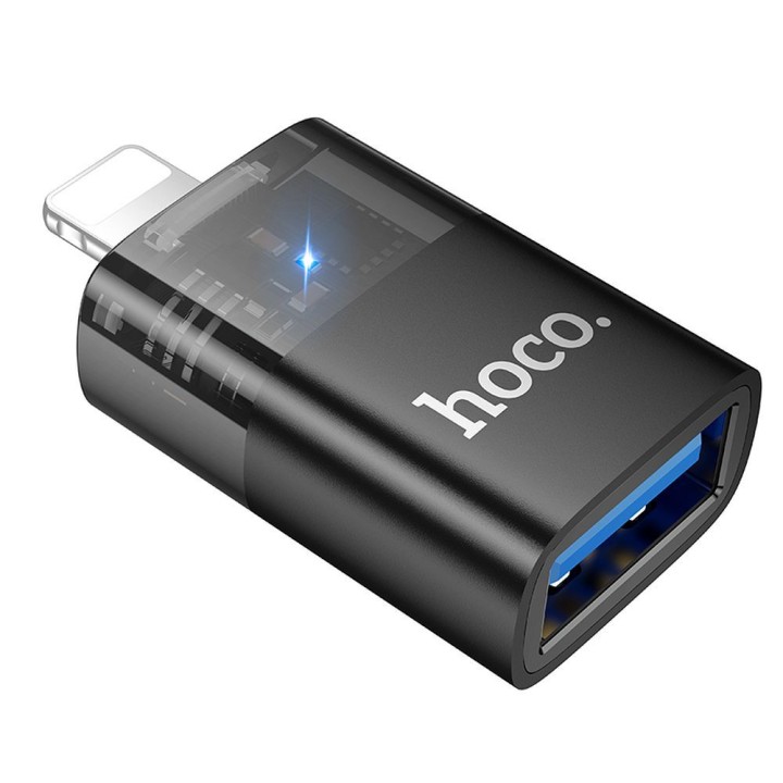 Adapter OTG Lightning for USB A Hoco UA36 black transparent