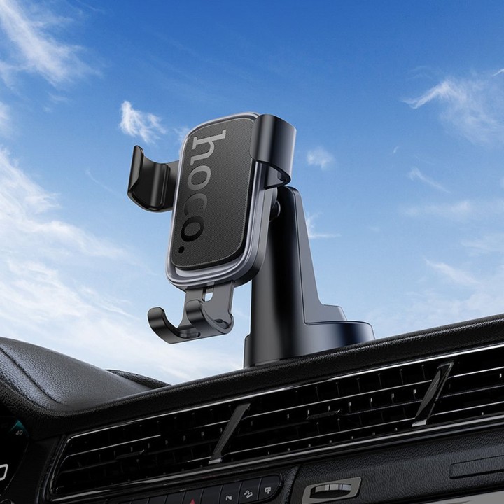 Phone holder for car gravity Hoco for dashboard H81 black grey