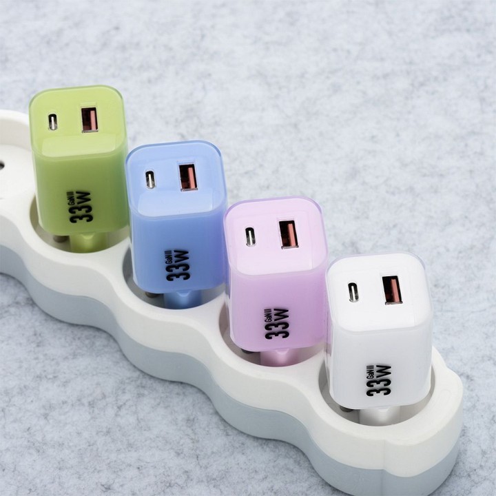 Сетевое зарядное устройство для телефона Forcell F-Energy GaN III Crystal Color USB C + USB A QC4.0 PD 33W + кабель USB-C –