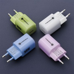Ładowarka sieciowa do telefonu Forcell F-Energy GaN III Crystal Color USB C + USB A QC4.0 PD 33W + kabel USB C do USB C VT-41