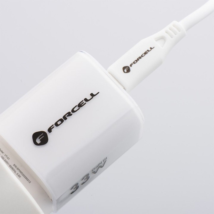 Мережевий зарядний пристрій для телефона Forcell F-Energy GaN III Crystal Color USB C + USB A QC4.0 PD 33W + кабель USB C на USB