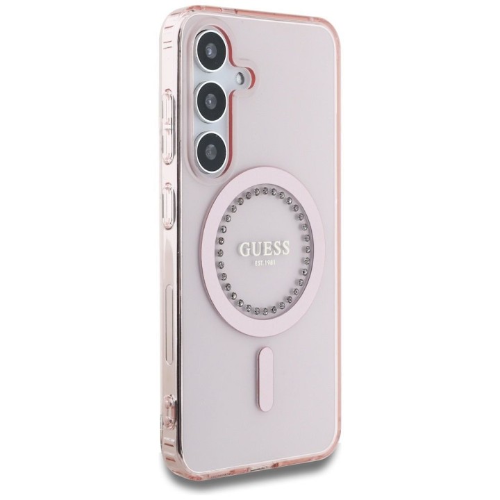 GUESS case for SAMSUNG S25 GUHMS25SPFTDTEP (Magnetic IML Rhinestones) pink